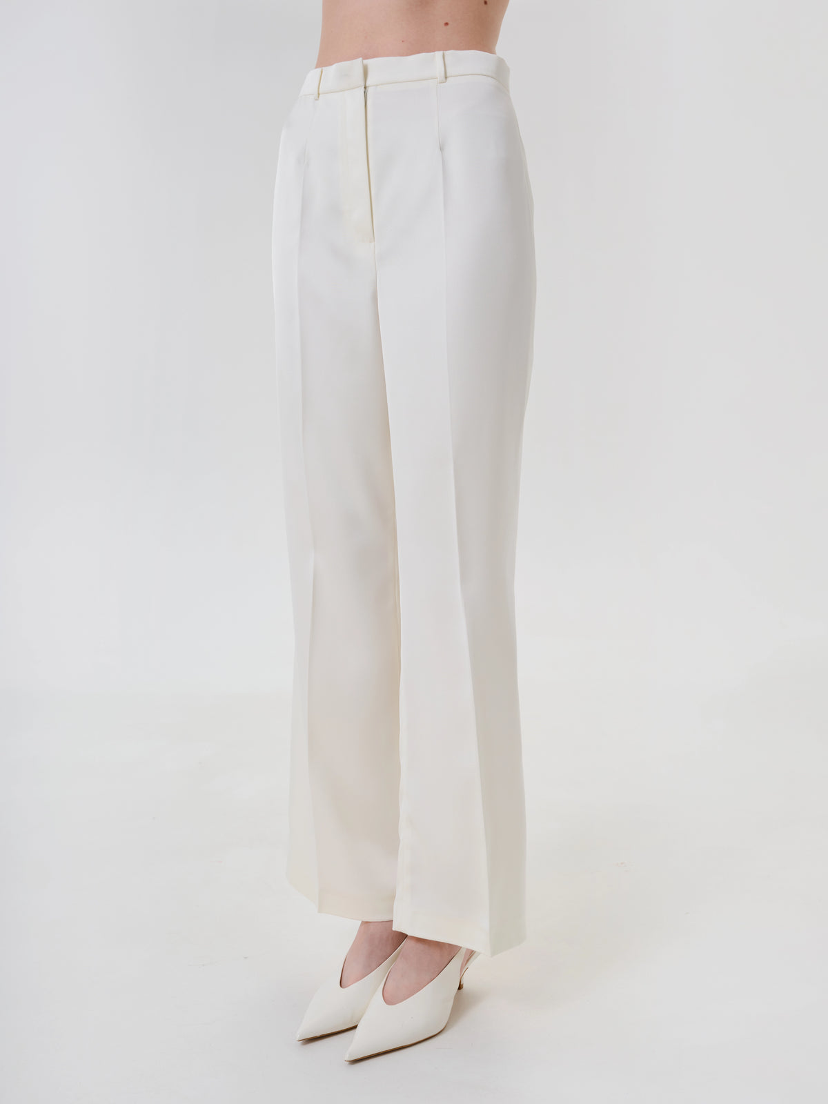 Ivory Satin Pants with Belt