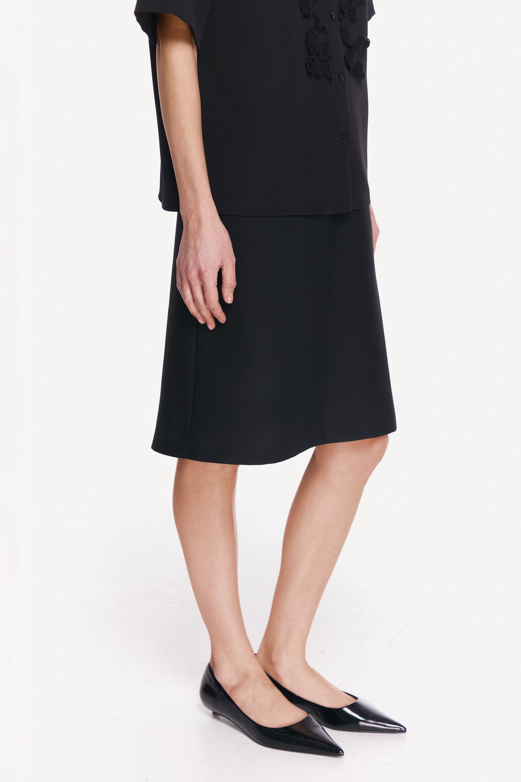 WOOL SILK A-LINE SKIRT