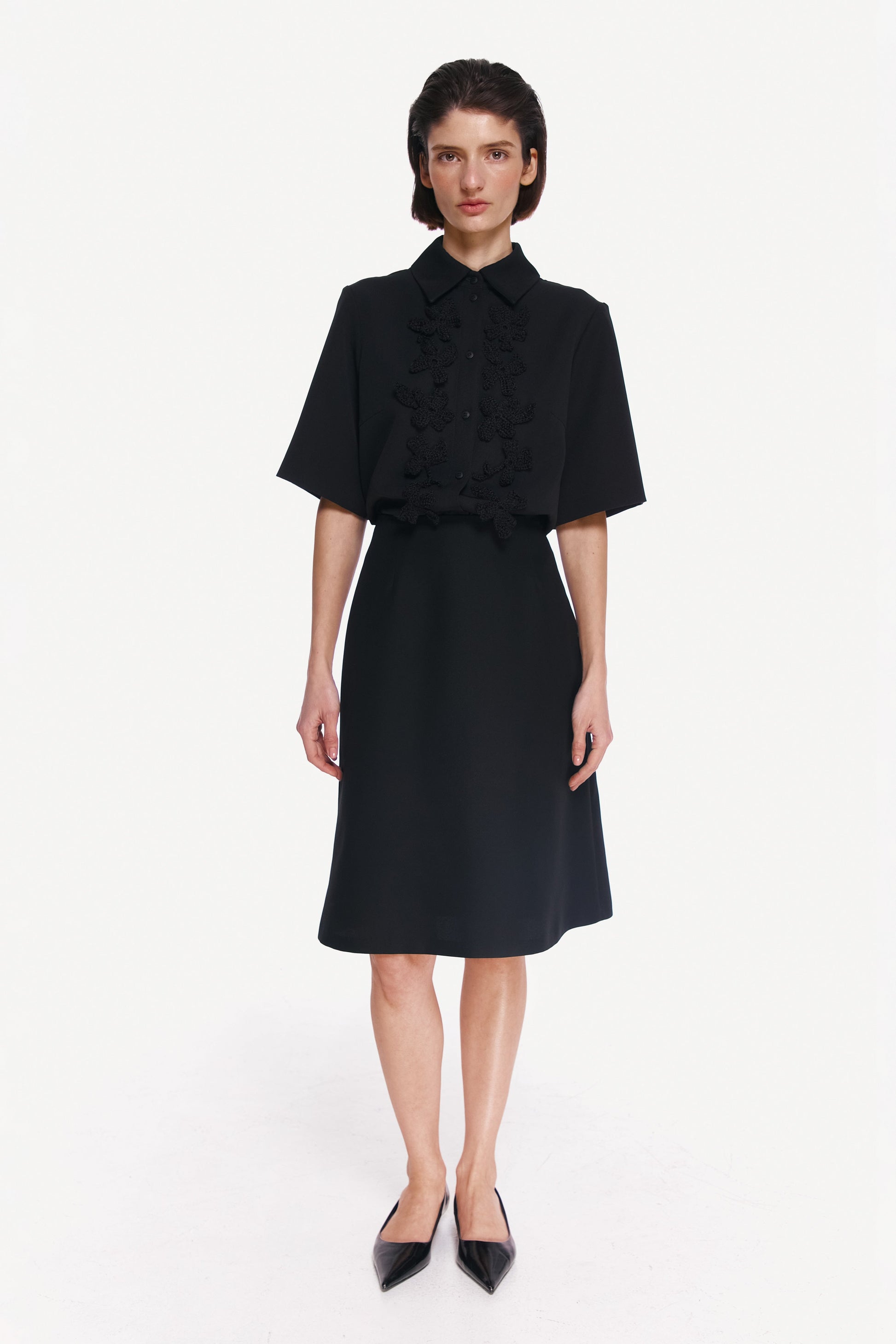 WOOL SILK A-LINE SKIRT