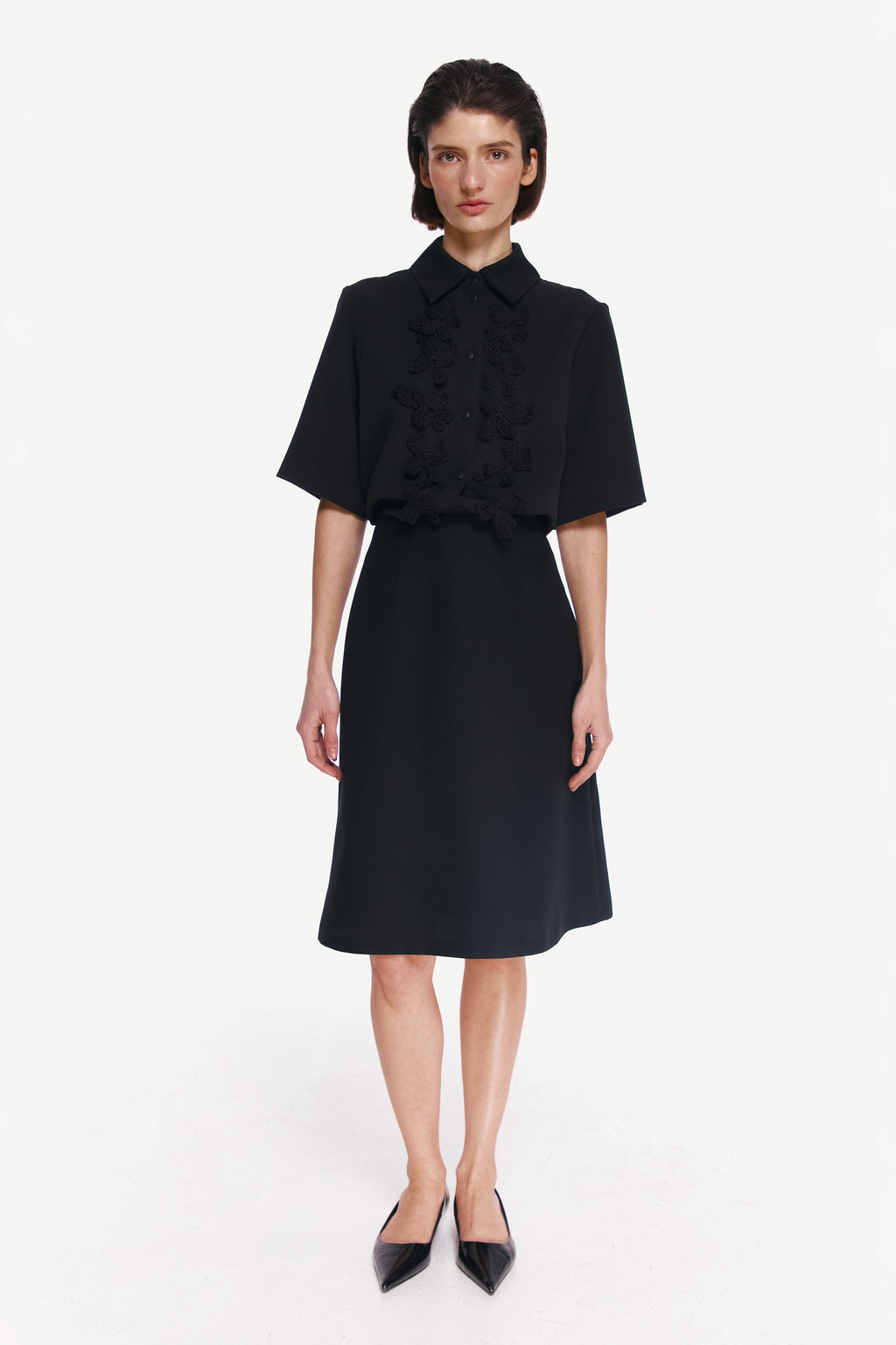 WOOL SILK A-LINE SKIRT