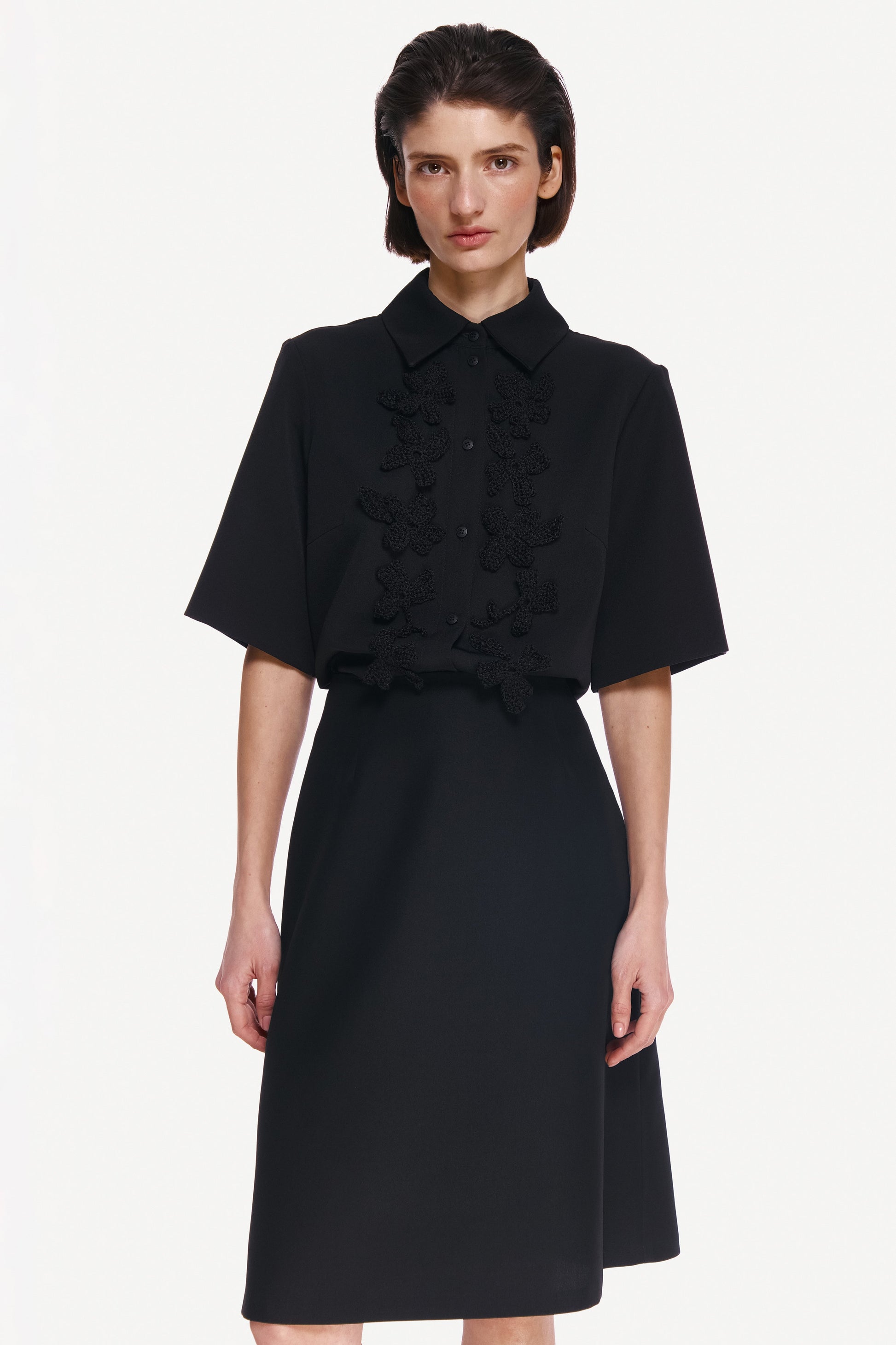 WOOL SILK A-LINE SKIRT