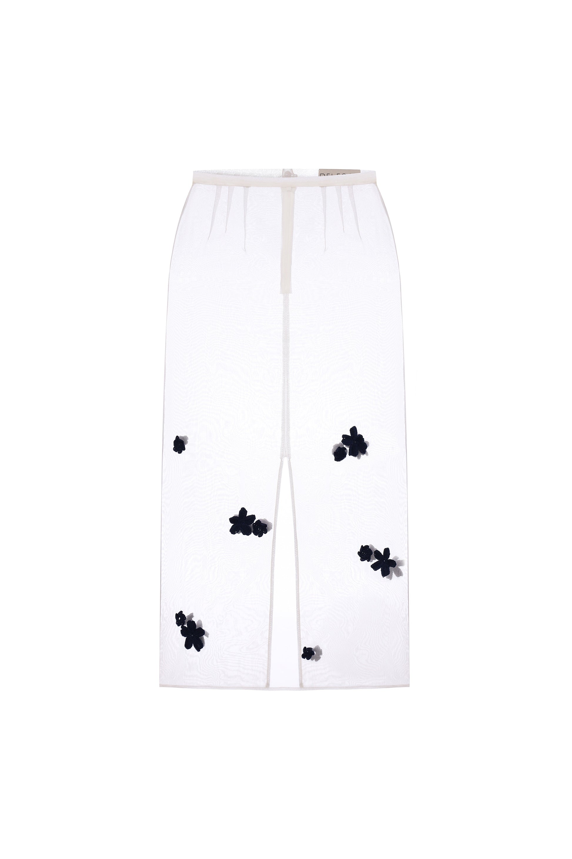 SILK SKIRT WITH KNITTED FLOWERS