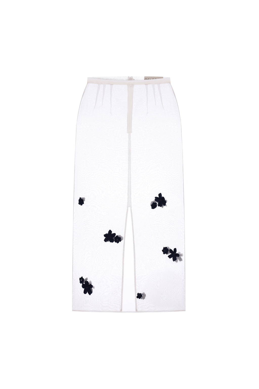 SILK SKIRT WITH KNITTED FLOWERS