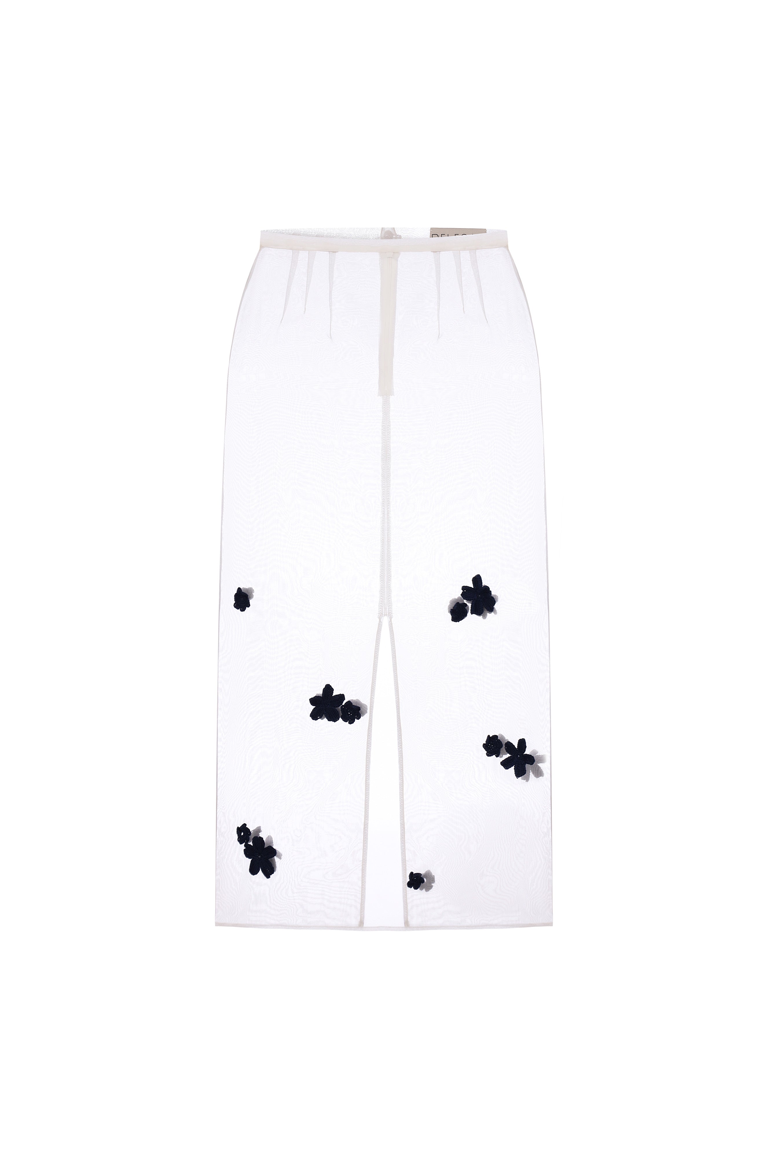 SILK SKIRT WITH KNITTED FLOWERS